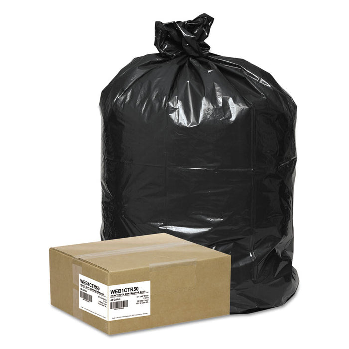 Super Value Pack Contractor Bags, 42 gal, 2.5 mil, 33" x 48", Black, 50/Carton