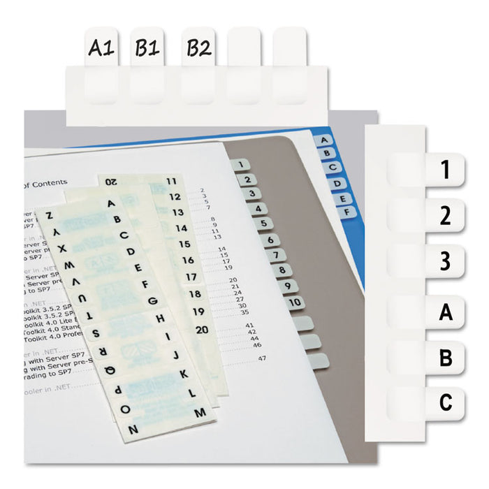 Legal Index Tabs, 1/12-Cut Tabs, A-Z, White, 0.44" Wide, 104/Pack