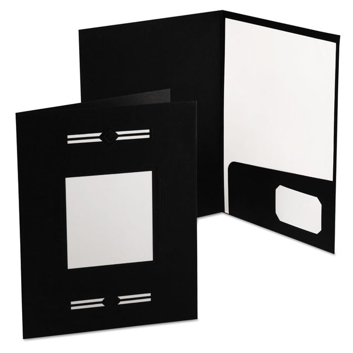 Imperial Series Laserview Business Portfolio, Premium Paper, 11 x 8.5, Embossed Pattern, Black, 10/Pack