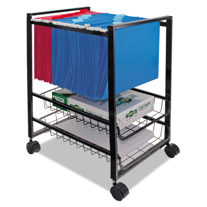 Mobile File Cart w/Sliding Baskets, 12.88w x 15d x 21.13h, Black