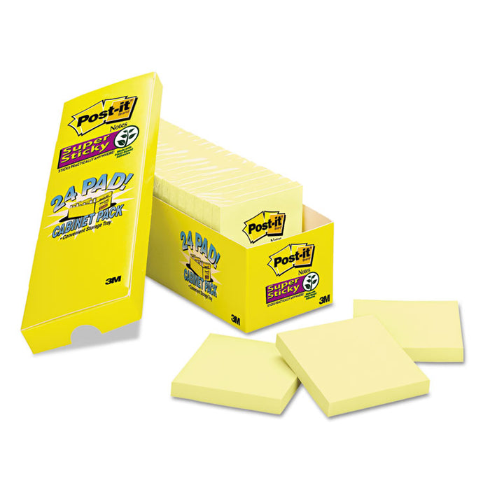 Pads in Canary Yellow, Cabinet Pack, 3" x 3", 90 Sheets/Pad, 24 Pads/Pack