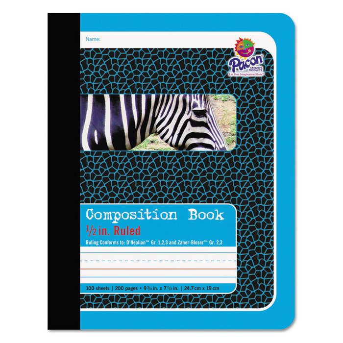 Composition Book, Medium/College Rule, Blue Cover, 9.75 x 7.5, 100 Sheets