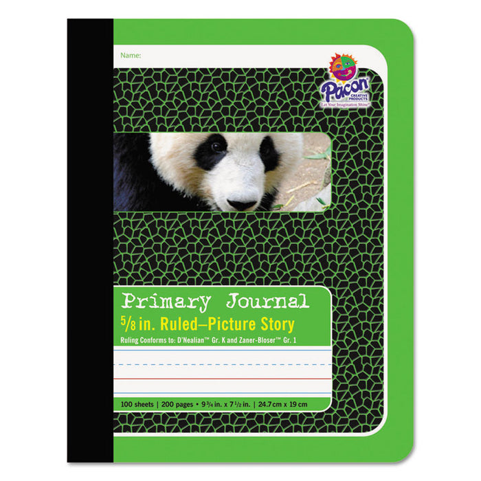 Primary Journal, D'Nealian K, Zaner-Bloser 1, Illustration/Manuscript Format, Green Cover, 9.75 x 7.5, 100 Sheets