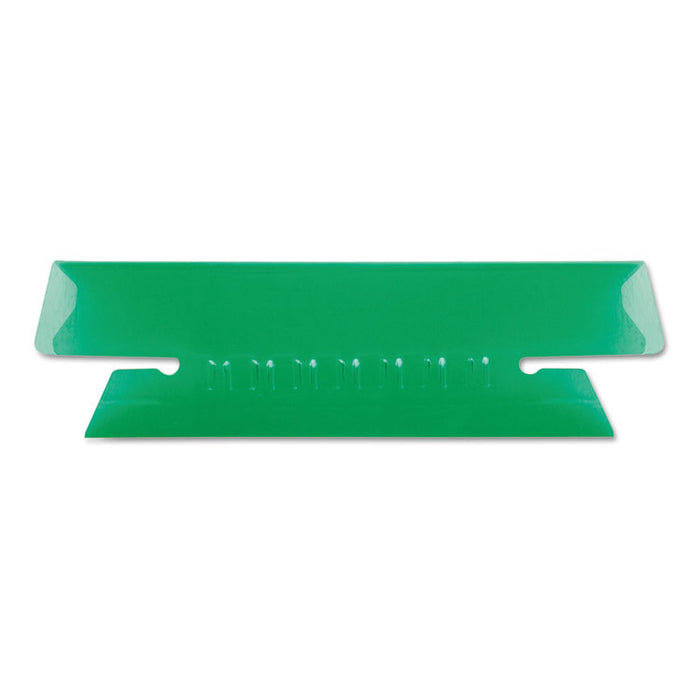 Transparent Colored Tabs For Hanging File Folders, 1/3-Cut Tabs, Green, 3.5" Wide, 25/Pack
