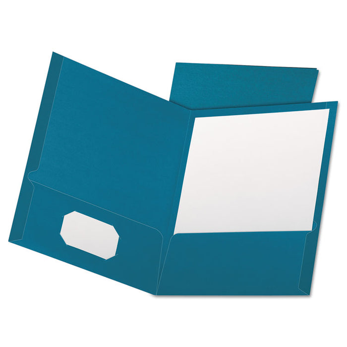 Linen Finish Twin Pocket Folders, 100-Sheet Capacity, 11 x 8.5, Teal, 25/Box