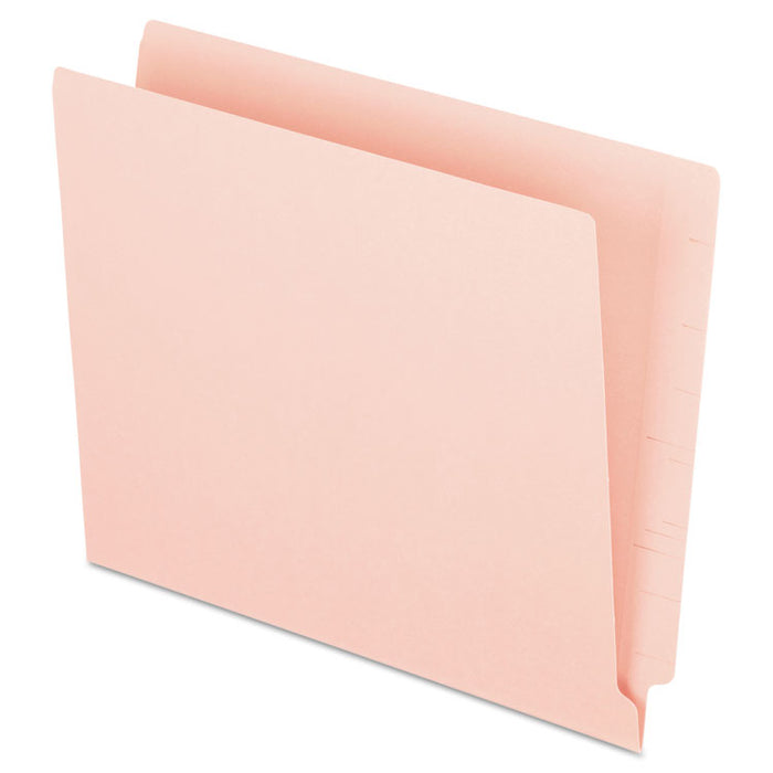 Colored End Tab Folders with Reinforced 2-Ply Straight Cut Tabs, Letter Size, Pink, 100/Box