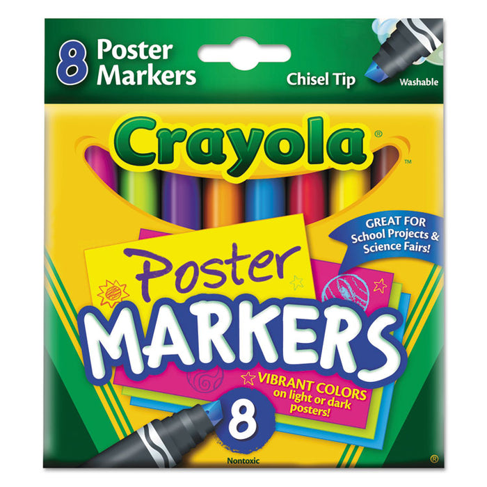Washable Poster Markers, Broad Chisel Tip, Assorted Colors,