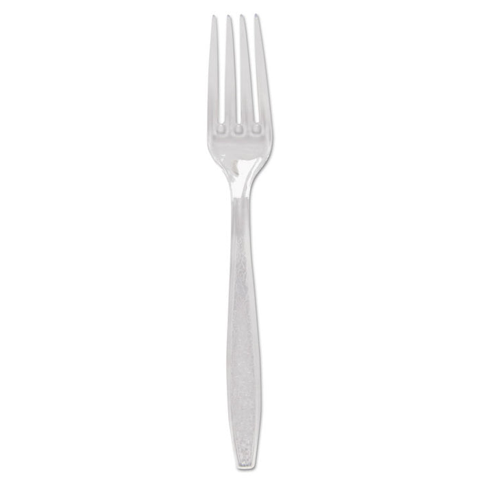 Guildware Heavyweight Plastic Cutlery, Forks, Clear, 1000/Carton