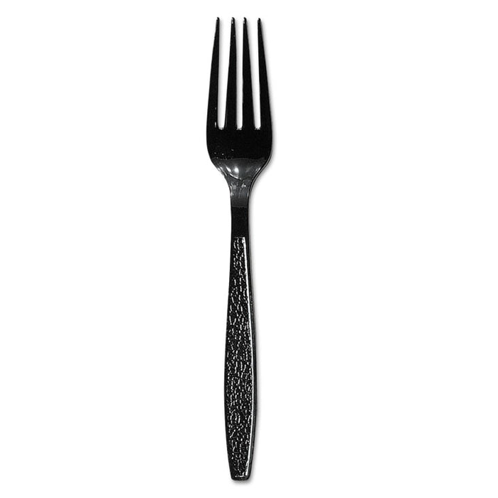 Guildware Heavyweight Plastic Forks, Black, 1000/Carton