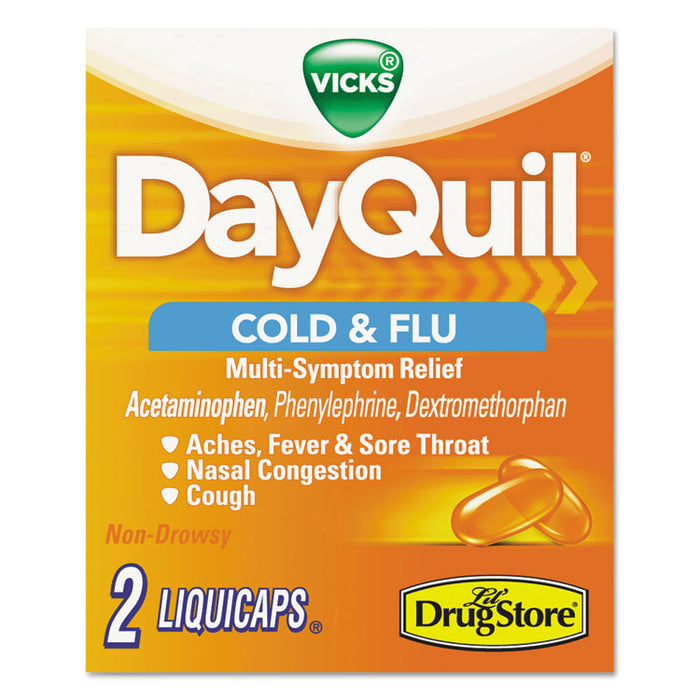 Severe Cold & Flu Caplets, Daytime, Refill Pack, 2 Caplets/Packet, 20 Packs/Box