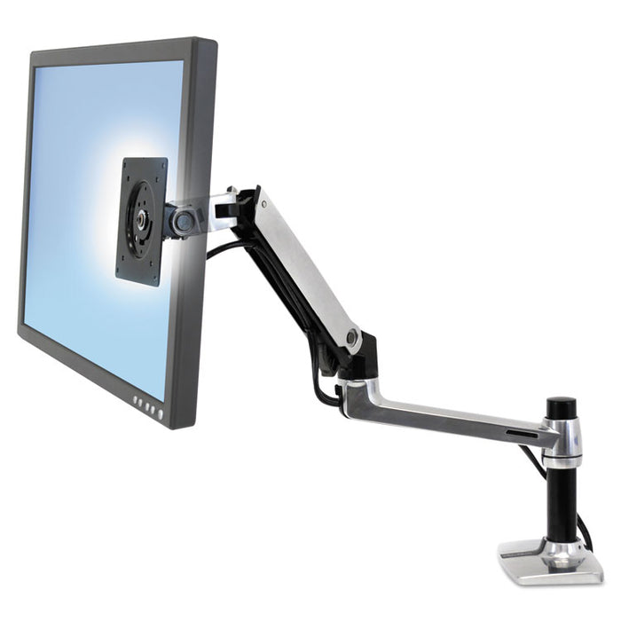 LX Series LCD Arm, Desk Mount, 11.25w x 7.25d x 25.5h, Polished Aluminum/Black