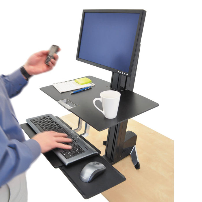 WorkFit-S Sit-Stand Workstation with Worksurface, LCD LD Monitor, Aluminum/Black