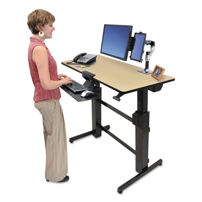 WorkFit D Sit-Stand Workstation, 47.63w x 23.5d x 50.63h, Birch/Black