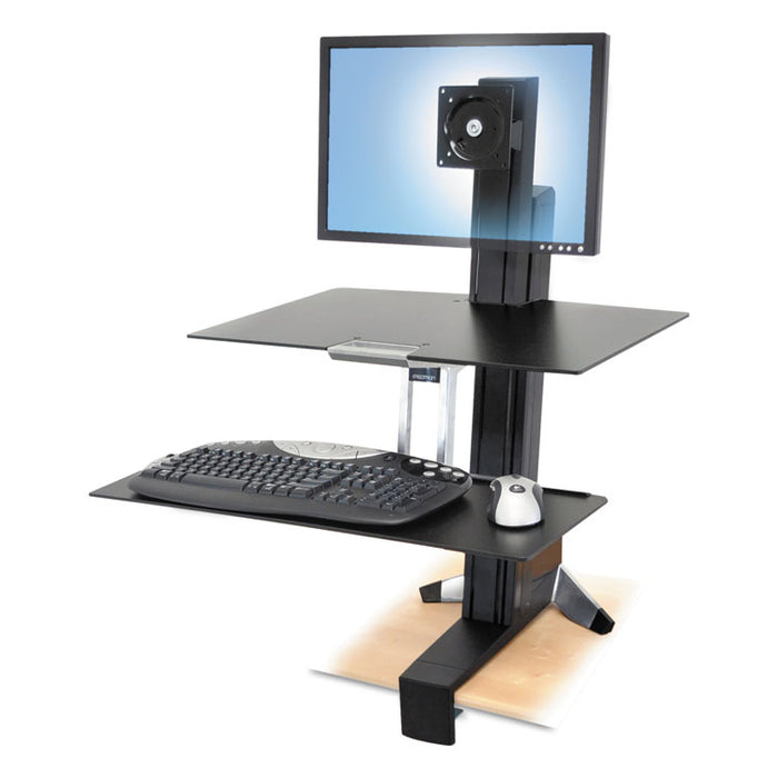 WorkFit-S Sit-Stand Workstation with Worksurface, LCD LD Monitor, Aluminum/Black