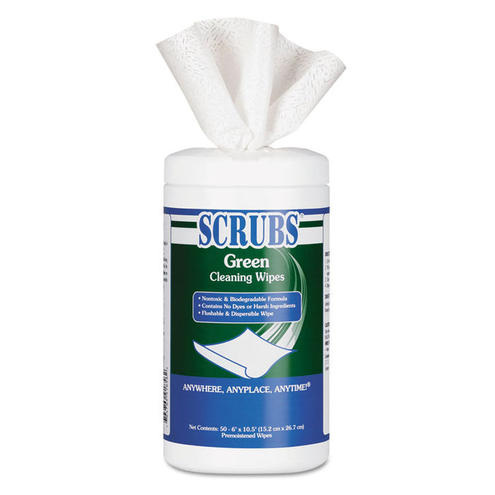 Green Cleaning Wipes, 6 x 10 1/2, 50/Container