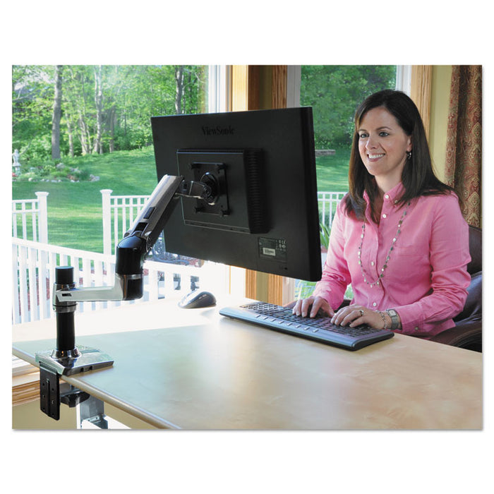LX Series LCD Arm, Desk Mount, 11.25w x 7.25d x 25.5h, Polished Aluminum/Black