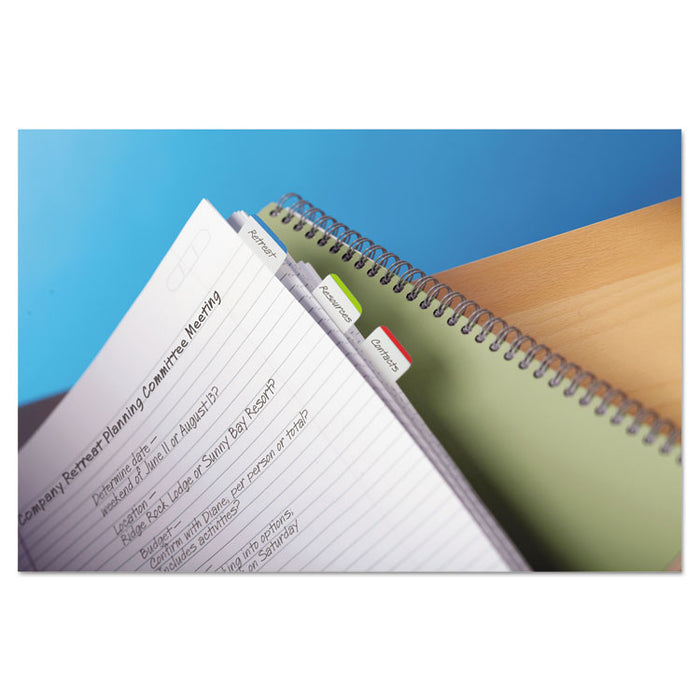 1" Tabs, 1/5-Cut Tabs, Lined, Assorted Primary Colors, 1" Wide, 66/Pack