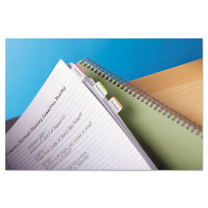 1" Tabs, 1/5-Cut Tabs, Lined, Assorted Brights, 1" Wide, 66/Pack