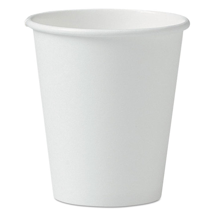 Single-Sided Poly Paper Hot Cups, 6 oz, White, 50/Pack, 20 Packs/Carton