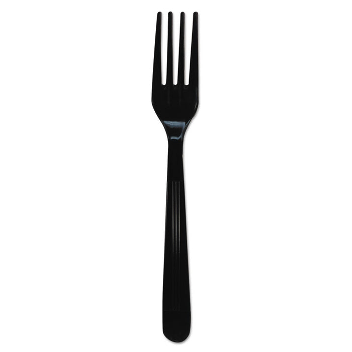 Heavyweight Cutlery, Forks, 7", Polypropylene, Black, 1000/Carton
