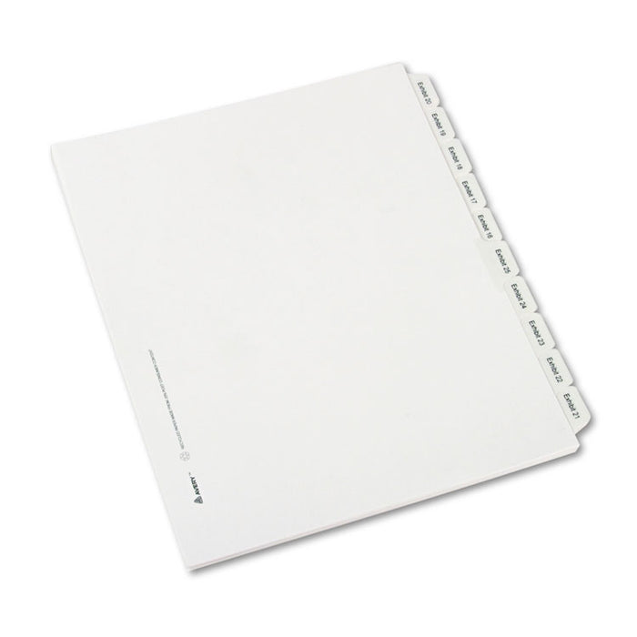 Preprinted Legal Exhibit Side Tab Index Dividers, Allstate Style, 25-Tab, Exhibit 1 to Exhibit 25, 11 x 8.5, White, 1 Set