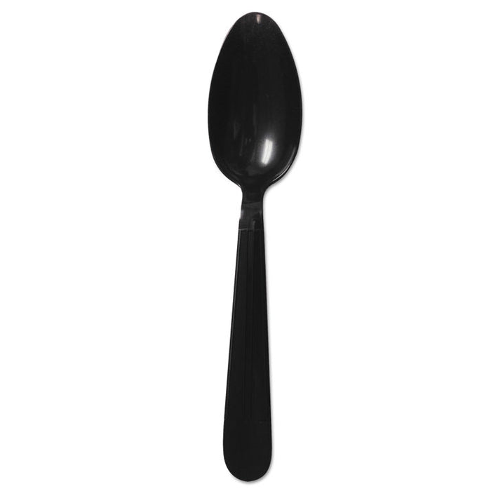 Heavyweight Cutlery, Spoons, 6 1/2", Polypropylene, Black, 1000/Carton