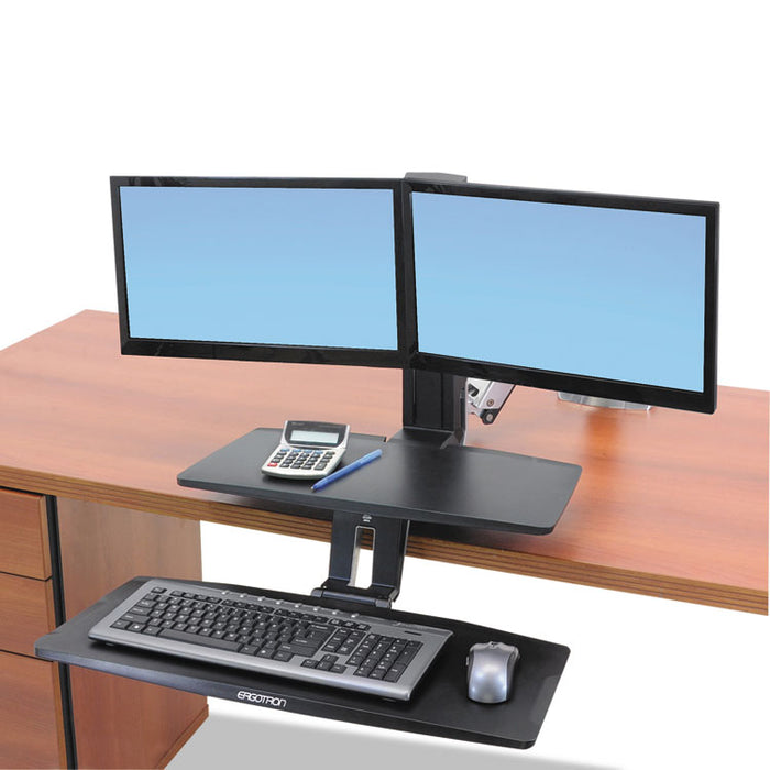 WorkFit-A Sit-Stand Workstation with Suspended Keyboard, Dual, 21.5w x 11d x 37h, Aluminum/Black
