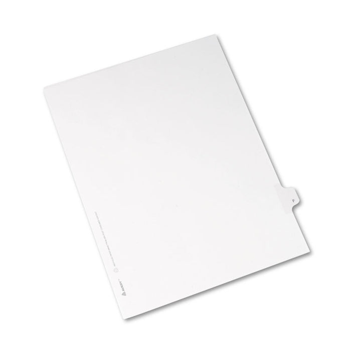Preprinted Legal Exhibit Side Tab Index Dividers, Allstate Style, 26-Tab, F, 11 x 8.5, White, 25/Pack