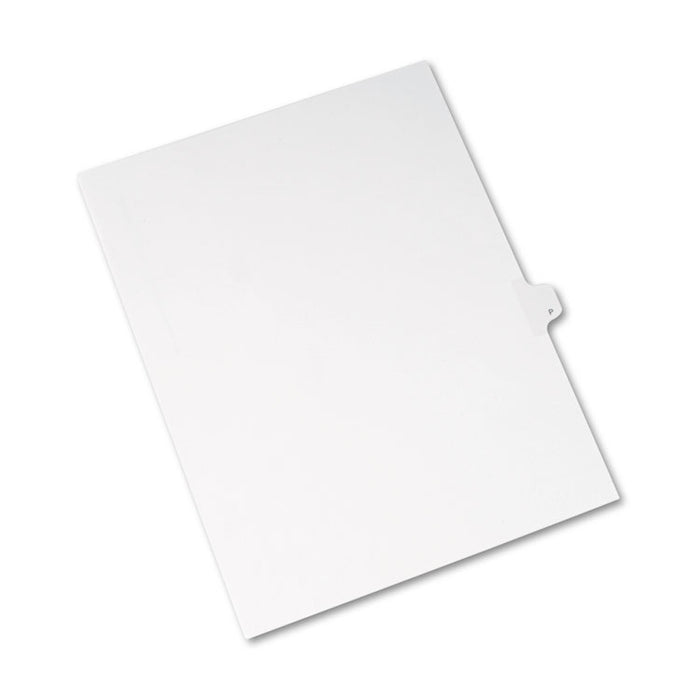 Preprinted Legal Exhibit Side Tab Index Dividers, Allstate Style, 26-Tab, P, 11 x 8.5, White, 25/Pack