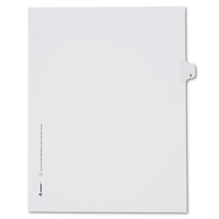 Preprinted Legal Exhibit Side Tab Index Dividers, Allstate Style, 26-Tab, S, 11 x 8.5, White, 25/Pack
