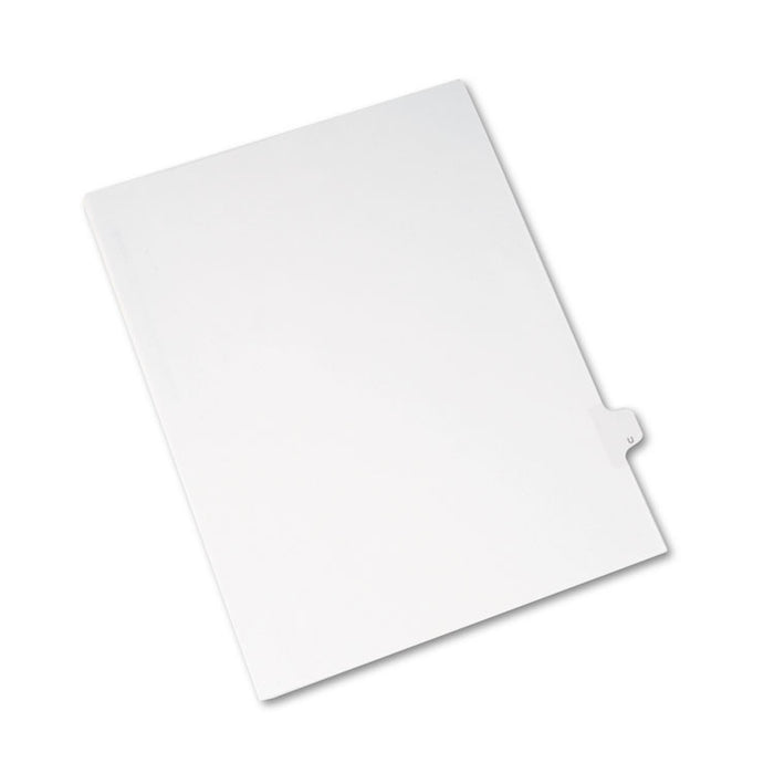 Preprinted Legal Exhibit Side Tab Index Dividers, Allstate Style, 26-Tab, U, 11 x 8.5, White, 25/Pack