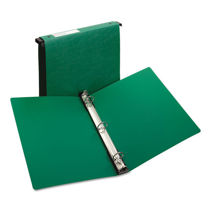 Hanging Storage Flexible Non-View Binder with Round Rings, 3 Rings, 1" Capacity, 11 x 8.5, Green