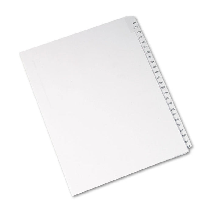 Preprinted Legal Exhibit Side Tab Index Dividers, Allstate Style, 25-Tab, 276 to 300, 11 x 8.5, White, 1 Set