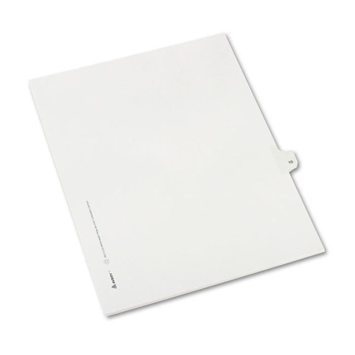 Preprinted Legal Exhibit Side Tab Index Dividers, Allstate Style, 10-Tab, 10, 11 x 8.5, White, 25/Pack