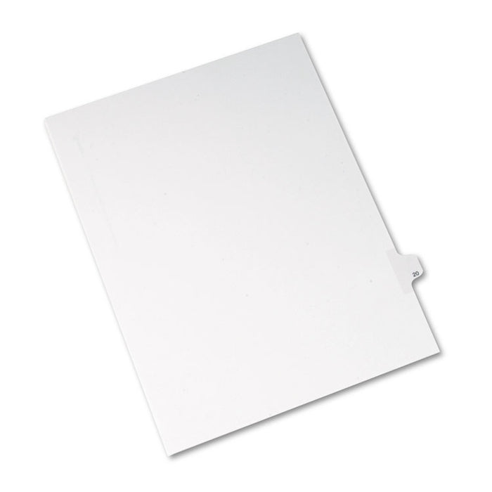 Preprinted Legal Exhibit Side Tab Index Dividers, Allstate Style, 10-Tab, 20, 11 x 8.5, White, 25/Pack