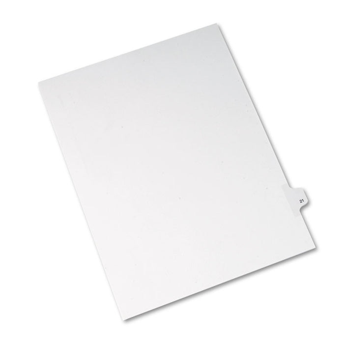 Preprinted Legal Exhibit Side Tab Index Dividers, Allstate Style, 10-Tab, 21, 11 x 8.5, White, 25/Pack