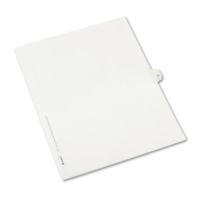 Preprinted Legal Exhibit Side Tab Index Dividers, Allstate Style, 10-Tab, 38, 11 x 8.5, White, 25/Pack