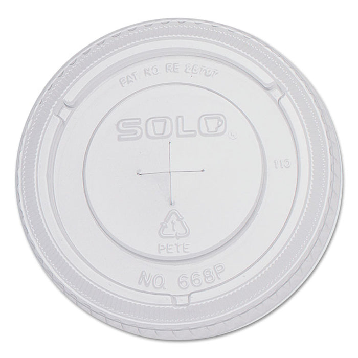PETE Flat Straw-Slot Cold Cup Lids, 16oz Cups, Clear, 100/Pack, 10 Packs/Carton