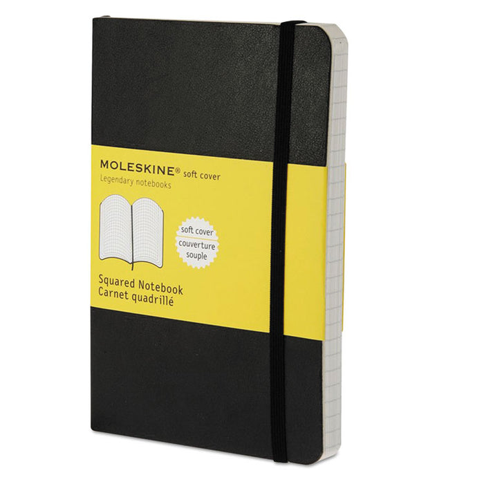 Classic Softcover Notebook, 1 Subject, Quadrille Rule, Black Cover, 5.5 x 3.5, 192 Sheets
