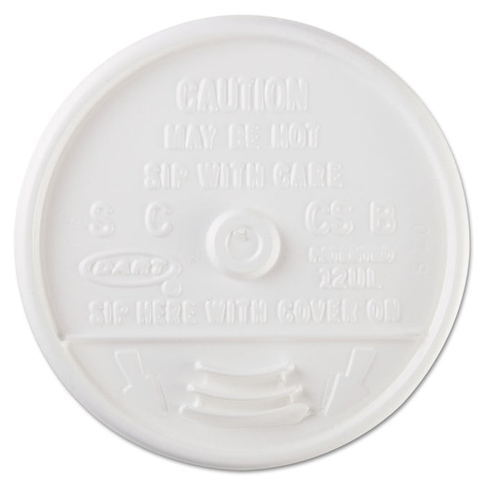 Sip Thru Lids, Fits 10 oz to 14 oz Foam Cups, Plastic, White, 100/Pack, 10 Packs/Carton