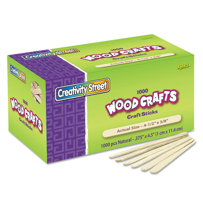 Natural Wood Craft Sticks, 4.5" x 0.38", Natural, 1,000/Box