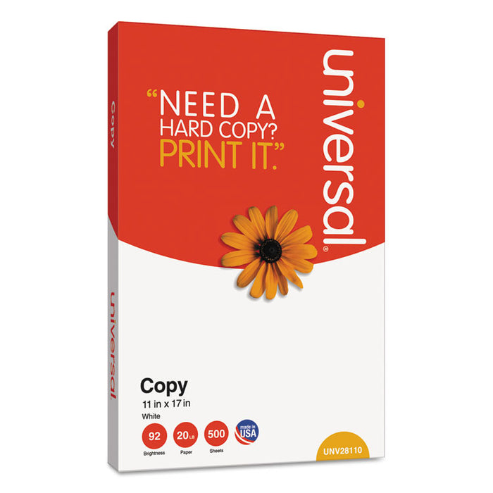 Copy Paper, 92 Bright, 20 lb Bond Weight, 11 x 17, White, 500 Sheets/Ream, 5 Reams/Carton