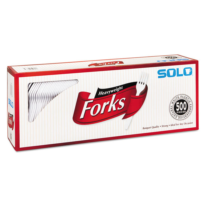 Heavyweight Plastic Cutlery, Forks, White, 6.41", 500/Carton