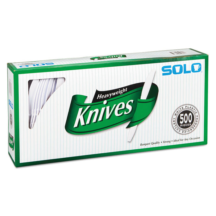 Heavyweight Plastic Cutlery, Knives, White, 7", 500/Carton