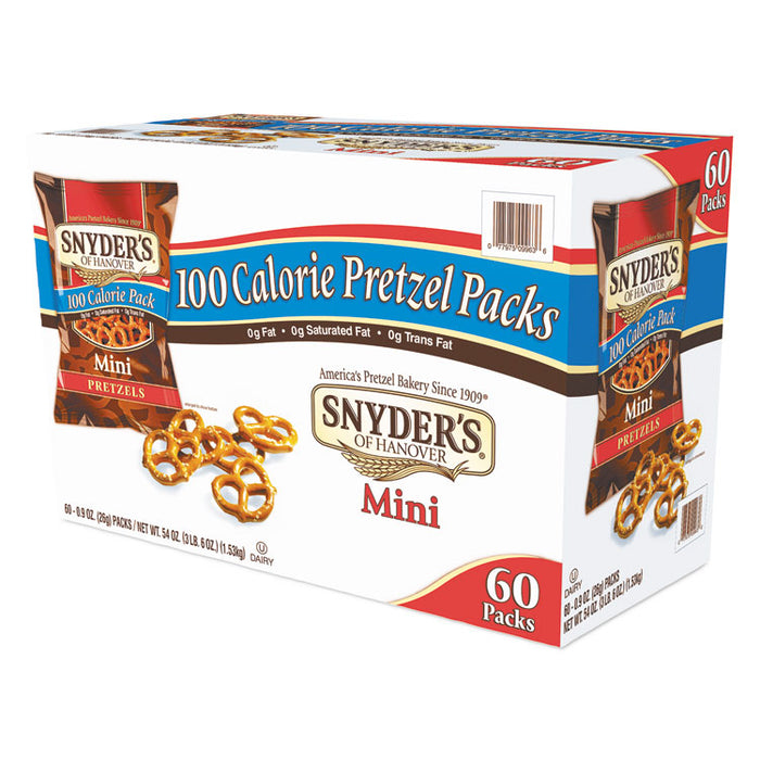 Mini Pretzels, Original, 0.9 oz Bags, 60/Carton