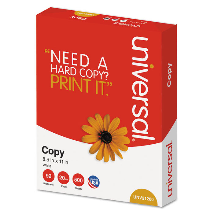 Copy Paper, 92 Bright, 20lb, 8.5 x 11, White, 500 Sheets/Ream, 10 Reams/Carton