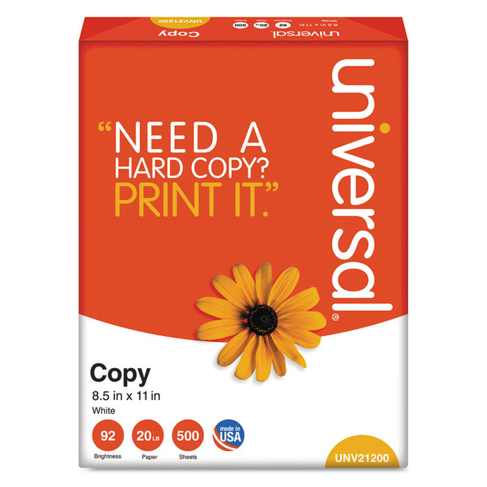 Copy Paper, 92 Bright, 20lb, 8.5 x 11, White, 500 Sheets/Ream, 10 Reams/Carton