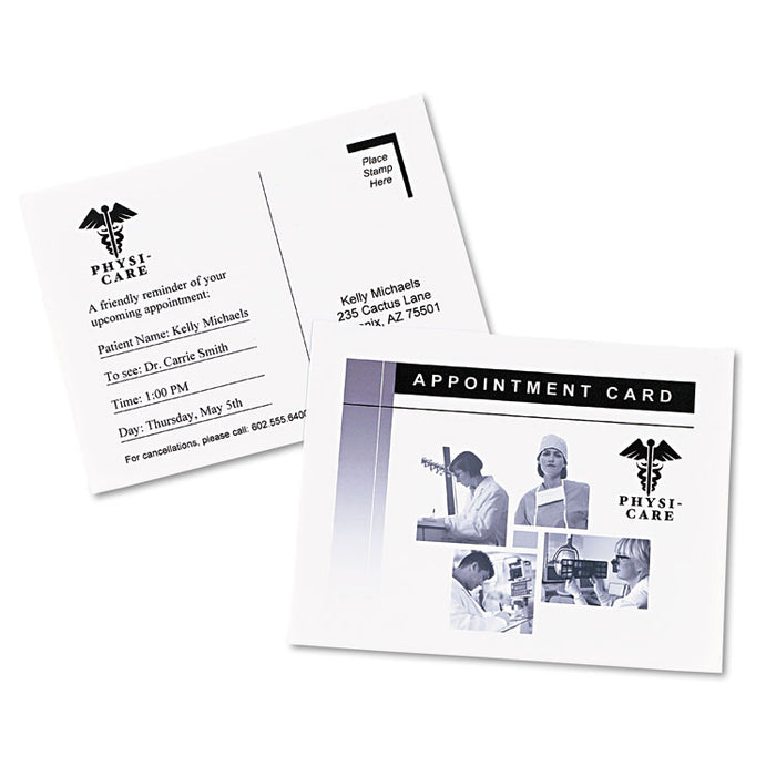 Photo-Quality Printable Postcards, Inkjet, 74 lb, 4.25 x 5.5, Glossy White, 100 Cards, 4 Cards/Sheet, 25 Sheets/Pack