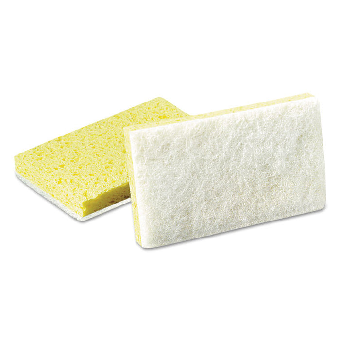 Light-Duty Scrubbing Sponge, #63, 3.5 x 5.63, Yellow/White, 20/Carton