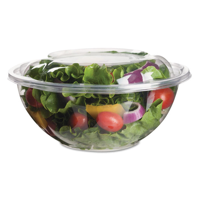 Renewable and Compostable Salad Bowls with Lids, 24 oz, Clear, Plastic, 50/Pack, 3 Packs/Carton